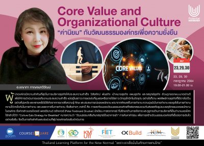 รับสมัครผู้สนใจเรียนออนไลน์ในหลักสูตร : Core Value and Organizational Culture “ค่านิยม” กับวัฒนธรรมองค์กรเพื่อความยั่งยืน